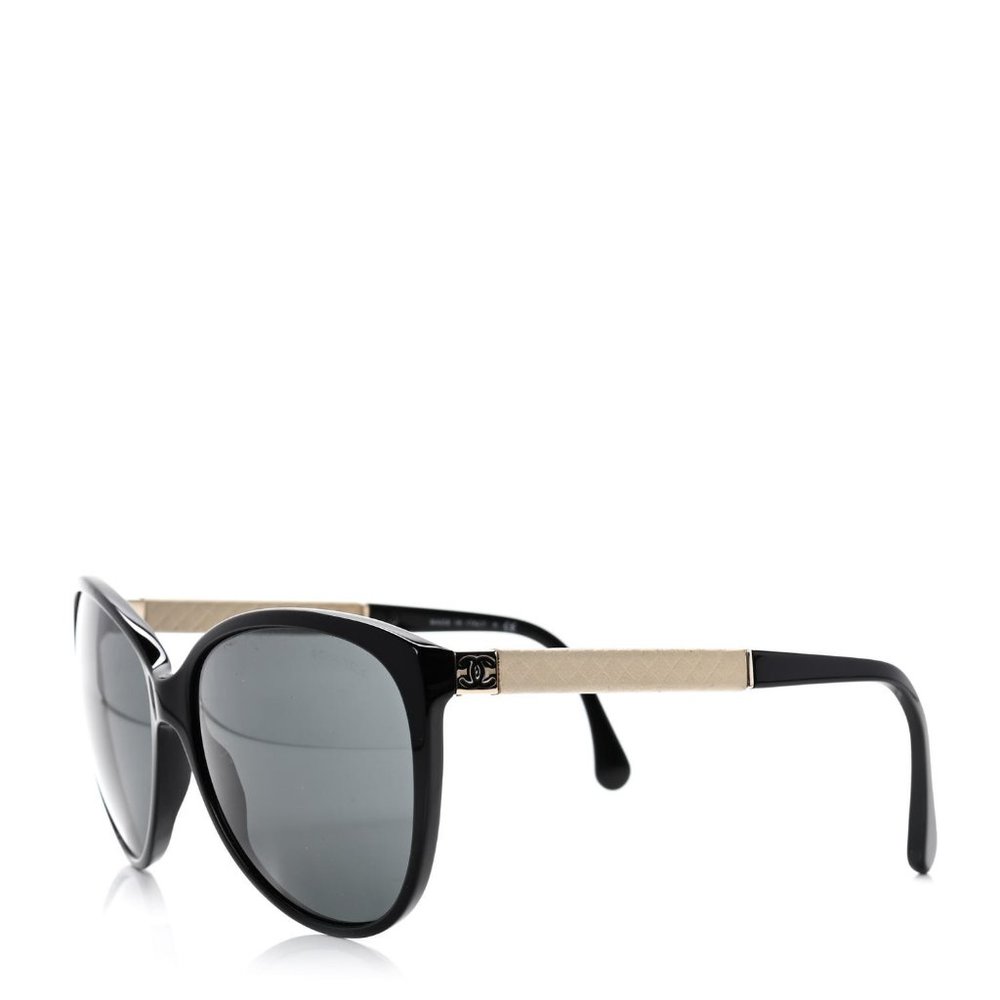 Chanel Lambskin Quilted Arm Sunglasses Cream White Black 5225